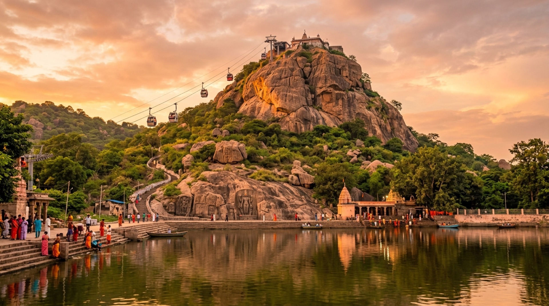 Mandar Hill Rock Face and Paparni Sarovar Lake
