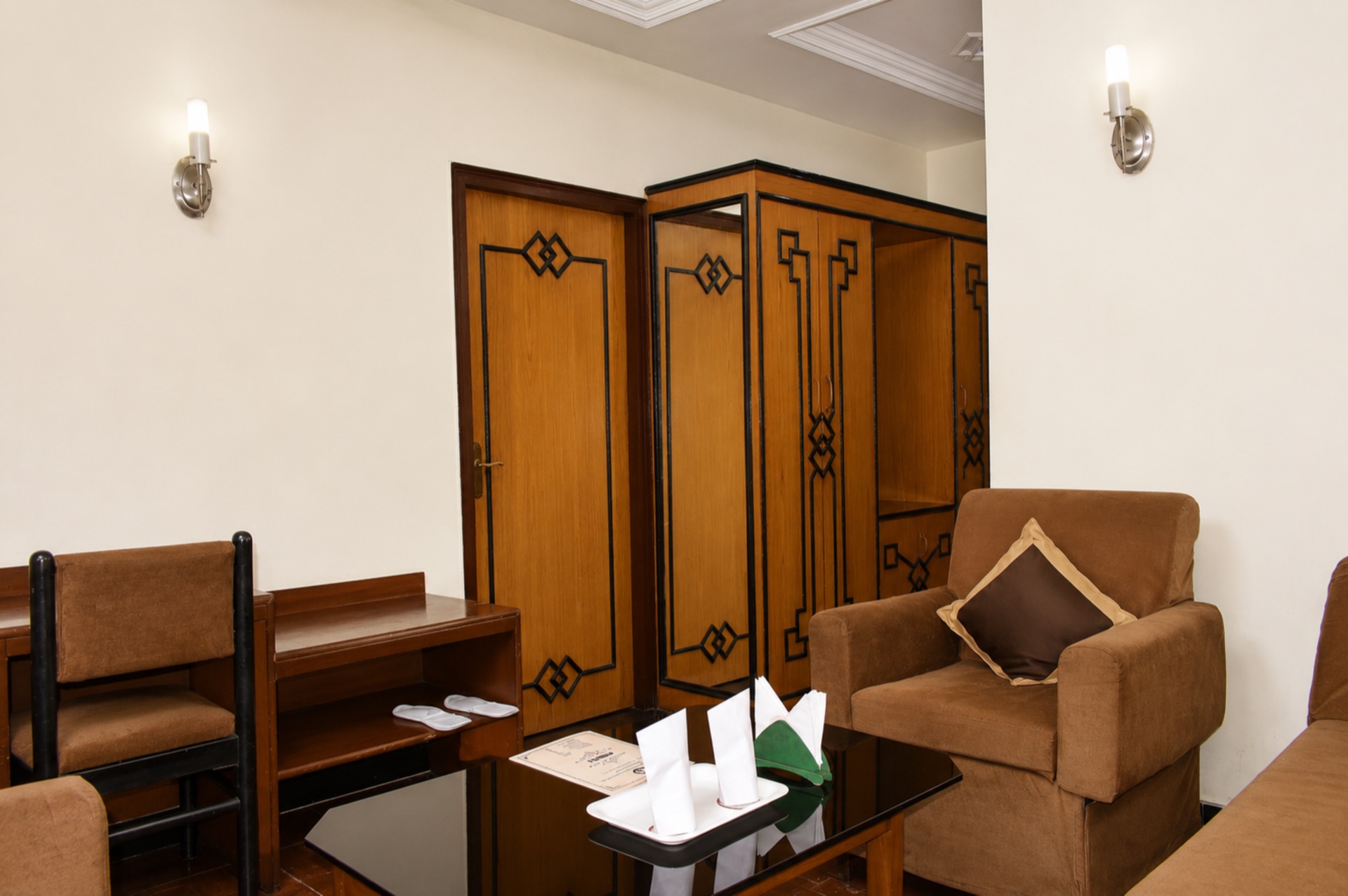 Royal Suite handcrafted wooden wardrobe closet and full-length dressing mirror